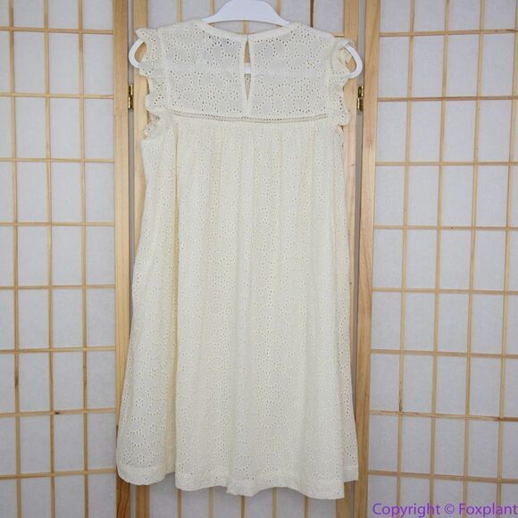 NEW Madewell Off White Eyelet Ruffle-Sleeve Mini Dress, L - Picture 6 of 16